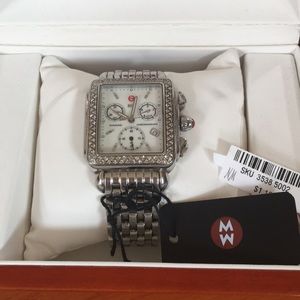 Michele Silver Diamond Watch